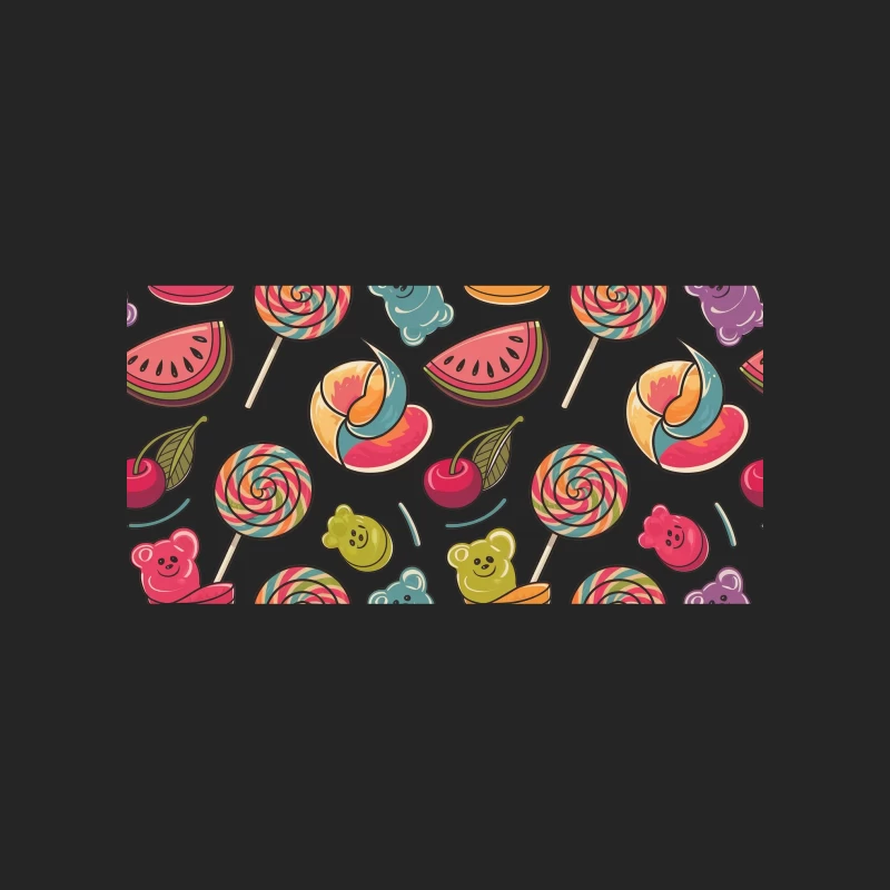 Colorful Sweet Treats Pattern with Candy and Fruit Male Pullover Sweatshirt