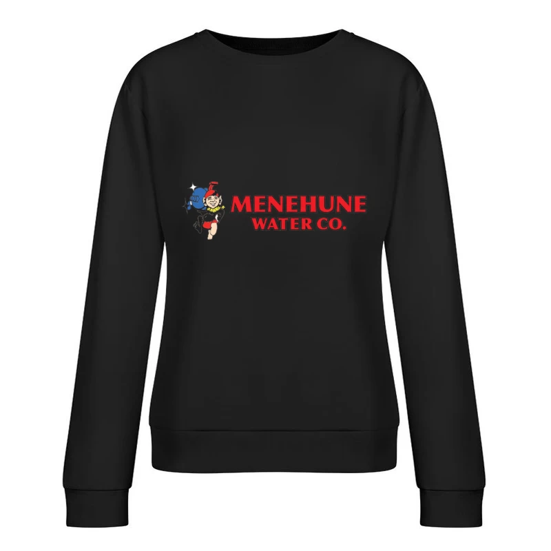 Vintage Menehune Water Company Logo with Cartoon Mascot Female Pullover Sweatshirt