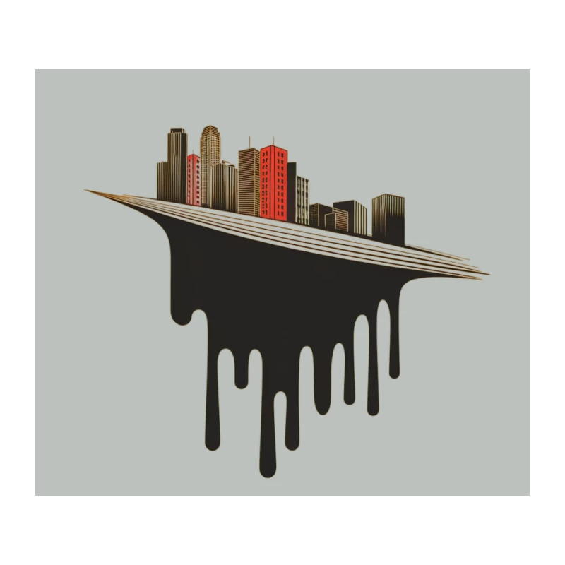 Dripping Urban Cityscape Abstract Graphic Design Tapestry