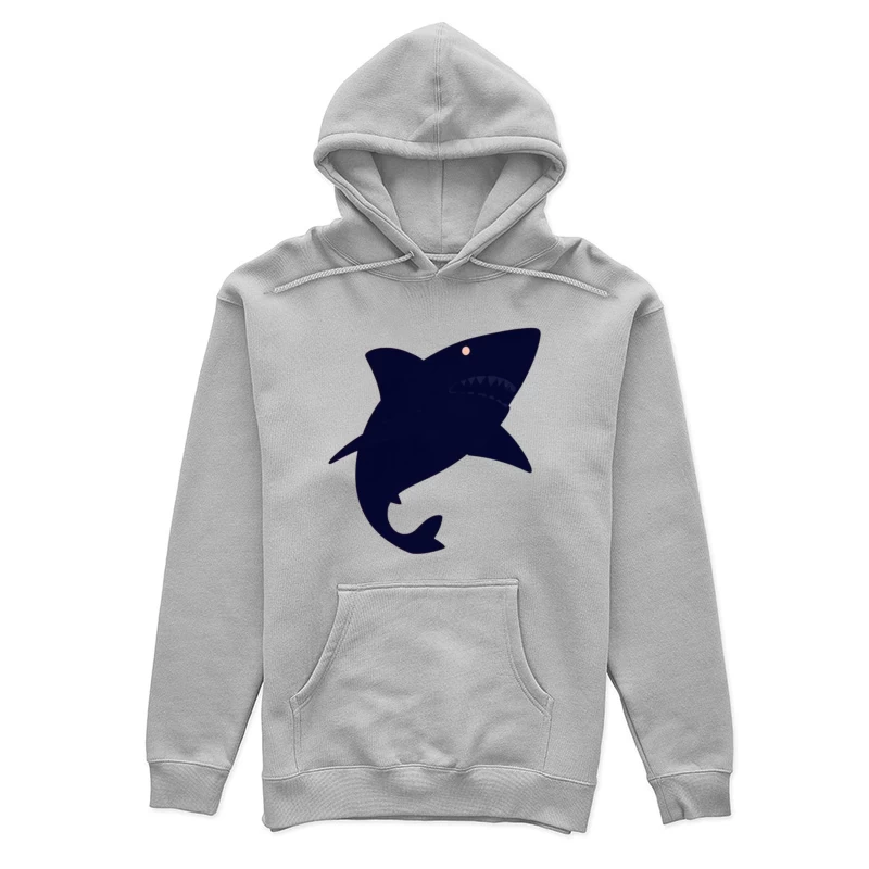 Navy Blue Cartoon Shark Silhouette Female Pullover Hoodie