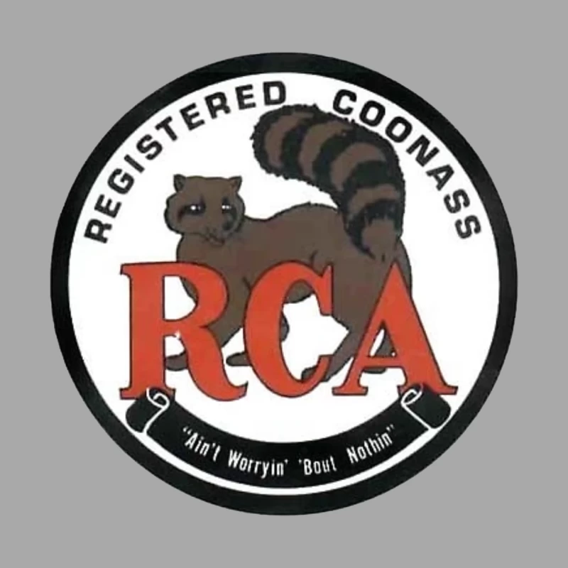 Registered Coonass RCA Logo with Raccoon Mascot and Humorous Slogan Male Pullover Hoodie