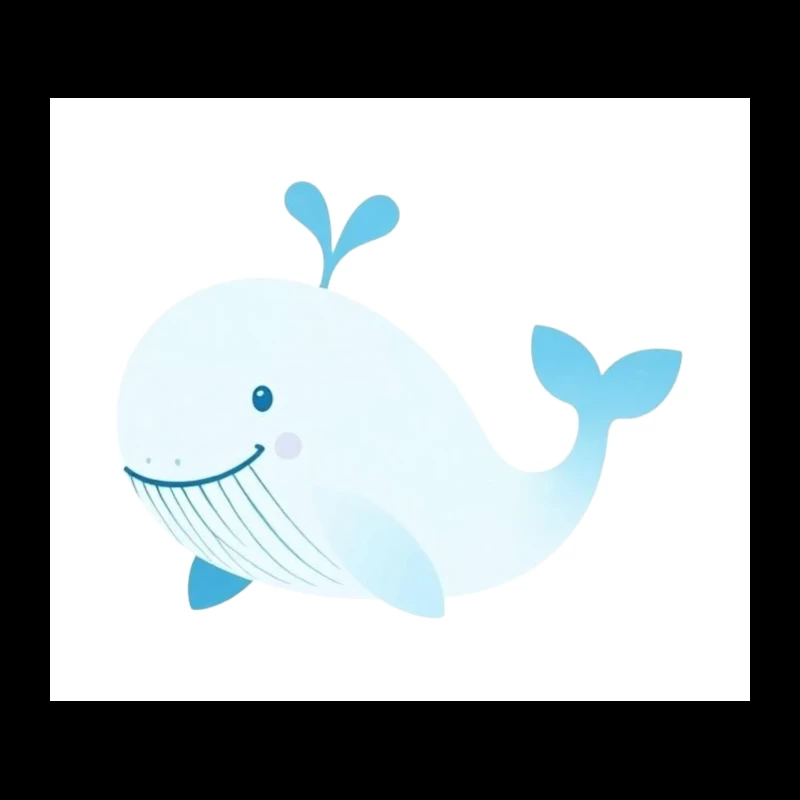 Cute Blue Cartoon Whale Illustration Tapestry