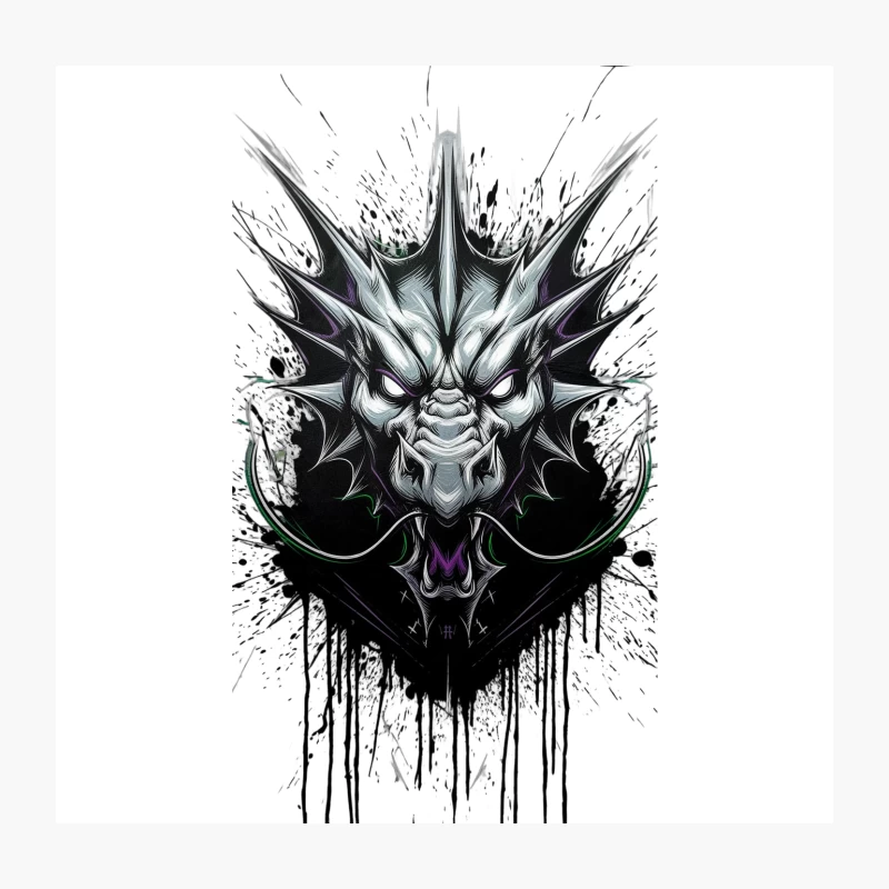 Fierce Dragon: Dark Fantasy Creature Artwork Throw Pillow