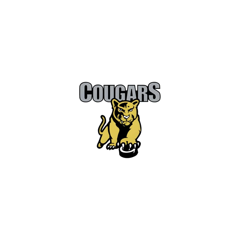 Fierce Yellow Cougar Sports Team Logo with Gray Text Travel Mug