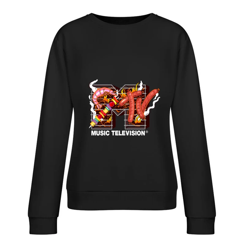 BBQ-Themen-MTV-Logo Damen Pullover Sweatshirt