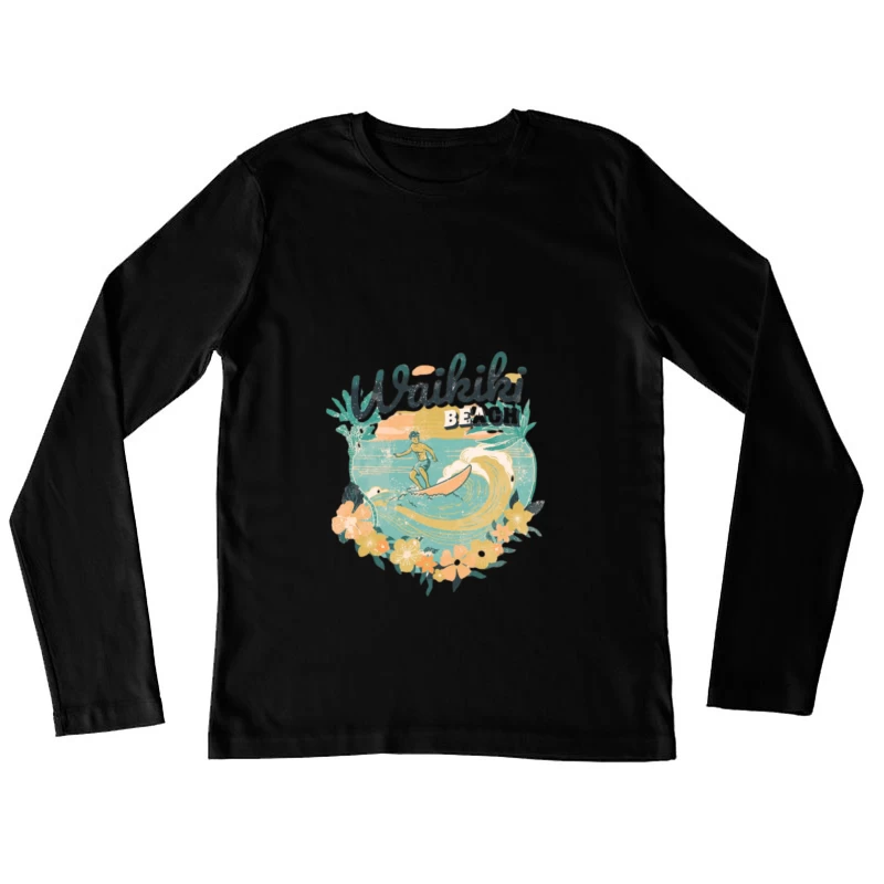 Surfen am Waikiki Beach Damen Langarm T-Shirt