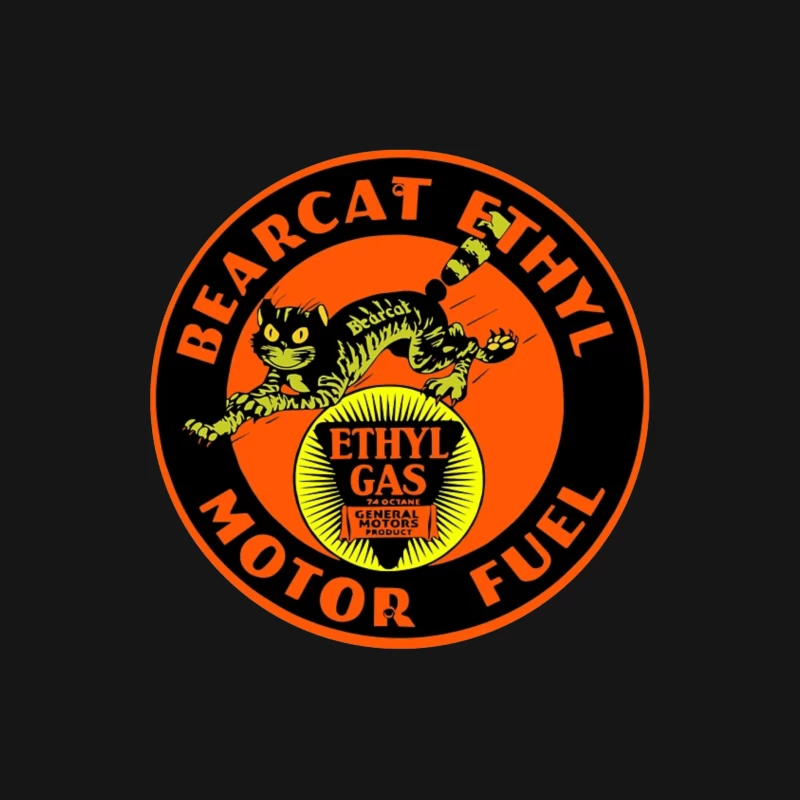 Vintage Bearcat Ethyl Motor Fuel Advertisement with Black Cat Mascot Male Long Sleeve T-Shirt