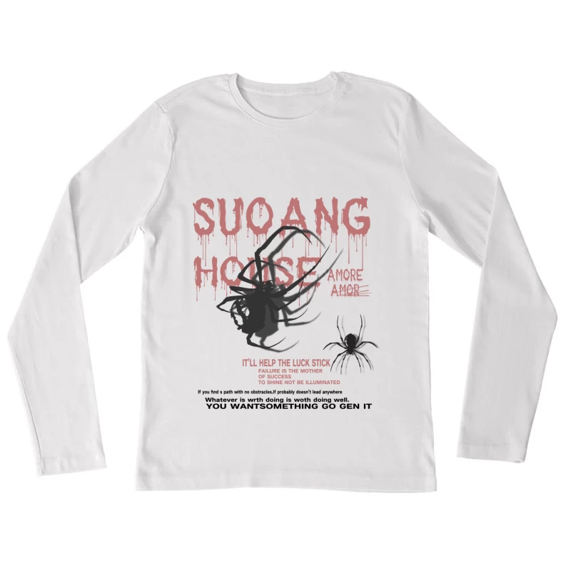 Spinnenmotiv mit Text Damen Langarm T-Shirt