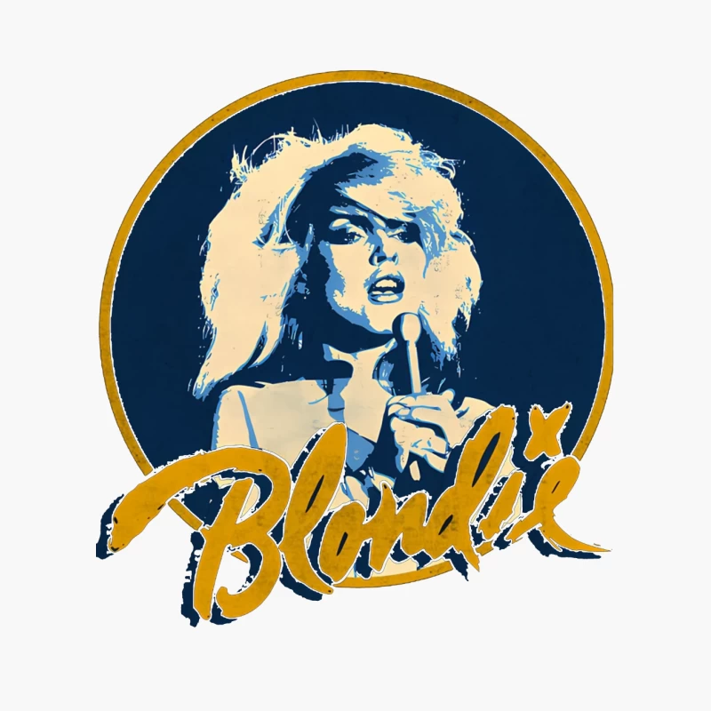 Vintage Blondie Band Logo with Blue and Gold Design Cotton Tote Bag