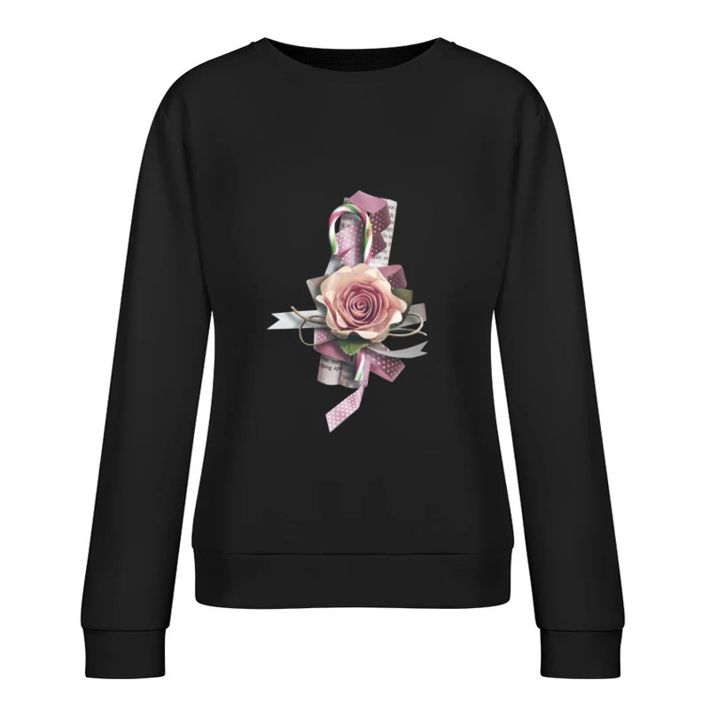 Kunstvolle Verzierung mit Rose und Zuckerstange Damen Pullover Sweatshirt