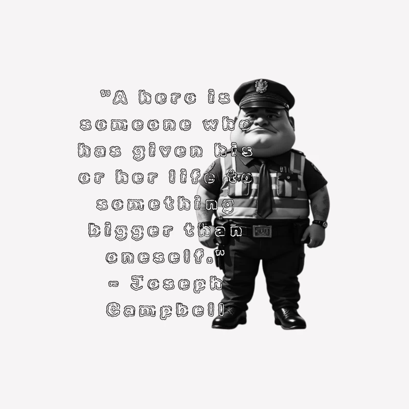 Police Officer Cartoon with Heroic Service Quote Male T-Shirt