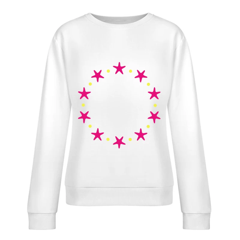 Cercle de étoiles roses avec points jaunes Femme Sweat-shirt à enfiler