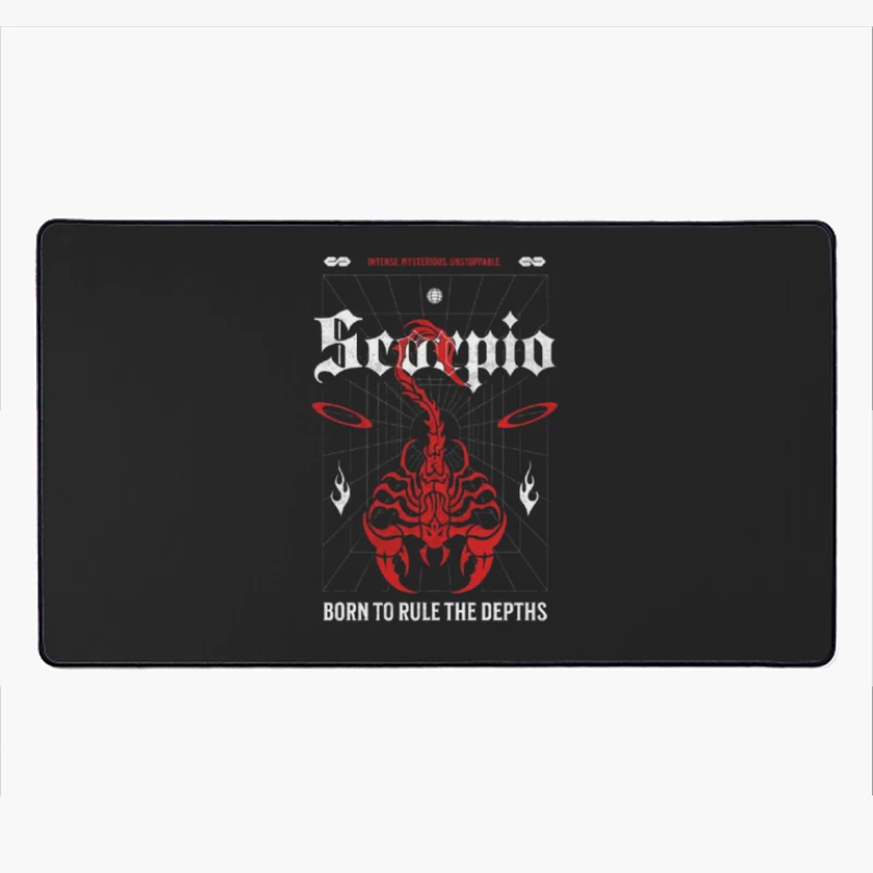 Red Mystical Scorpion with Geometric Pattern Desk Mat