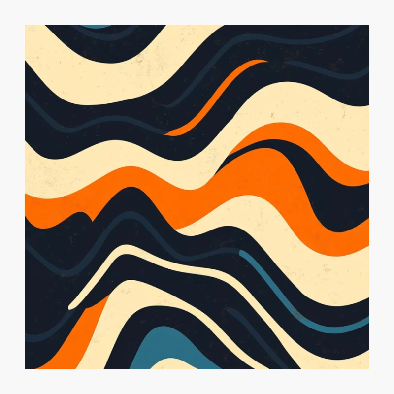 Retro Geometric Wave Pattern in Orange, Blue, and Beige Pin