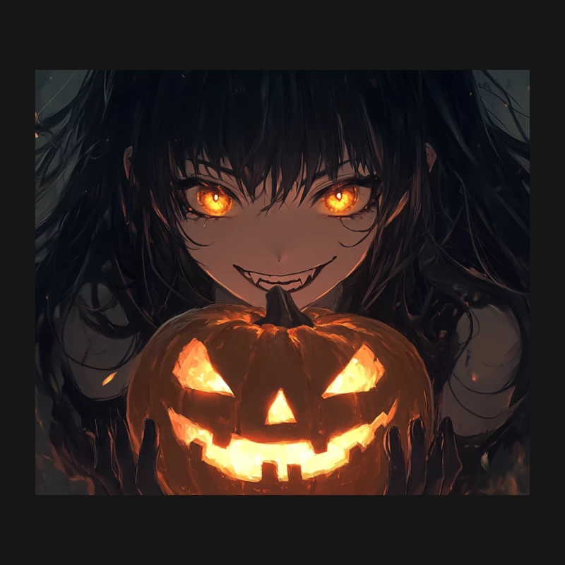 Spooky Anime Halloween Night with Glowing Jack-o'-Lantern Mouse Pad