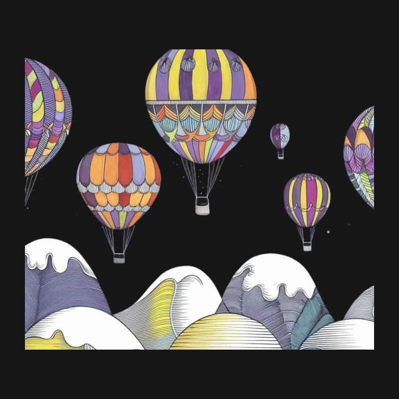 Whimsical Hot Air Balloons Over Colorful Mountain Landscape Mouse Pad