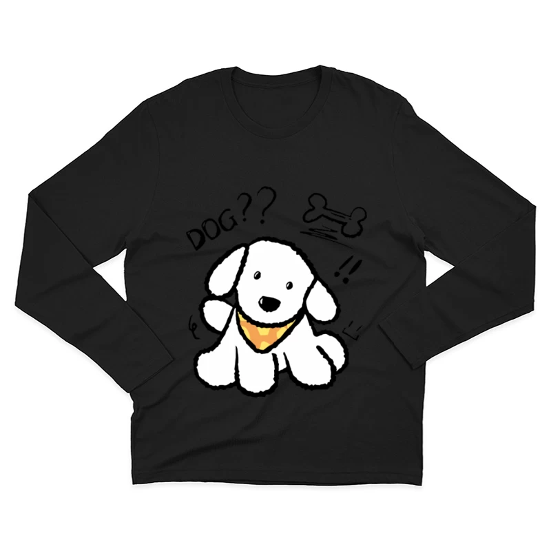 Süßer Cartoon-Hund mit gelbem Halstuch Herren Langarm T-Shirt