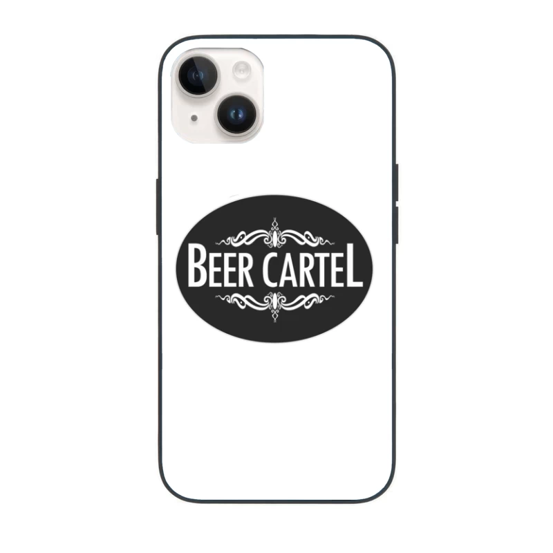 Elegant Black and White Beer Cartel Logo with Ornamental Frame iPhone Case