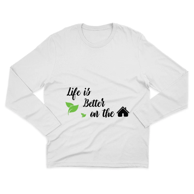 Nature et maison avec feuilles vertes Homme Manches Longues T-Shirt