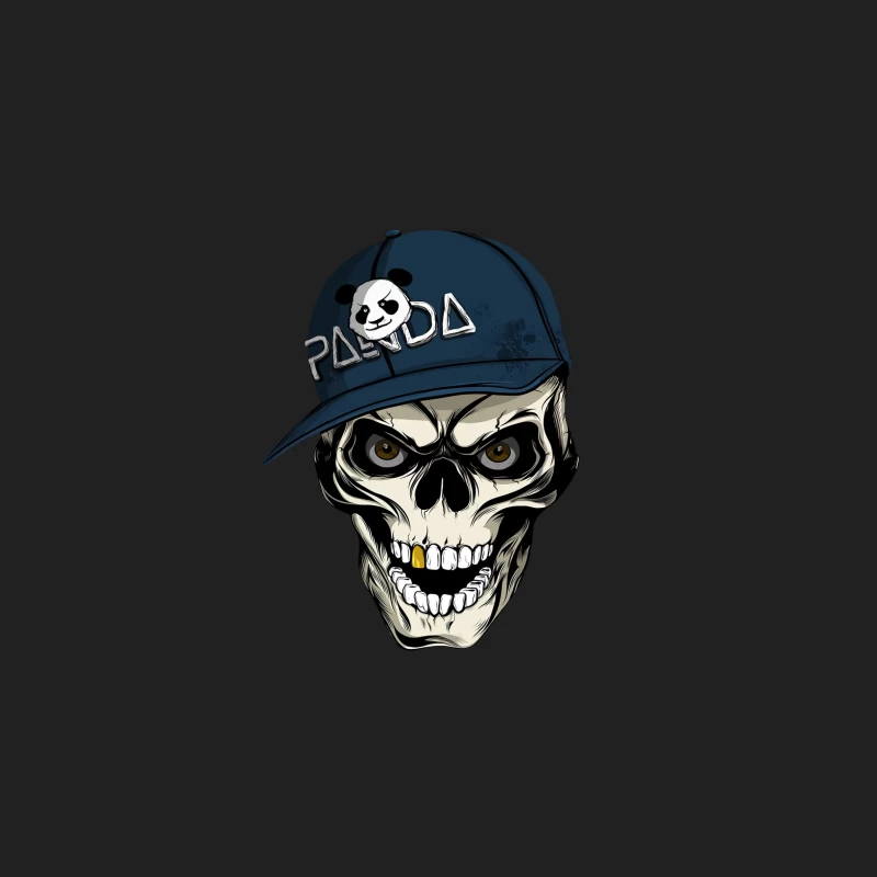 Skull with Panda Cap Graphic Illustration Bucket Hat