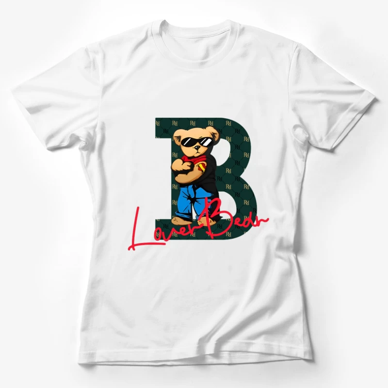 Lässiger Bären-Style mit Buchstabe B Damen T-Shirt