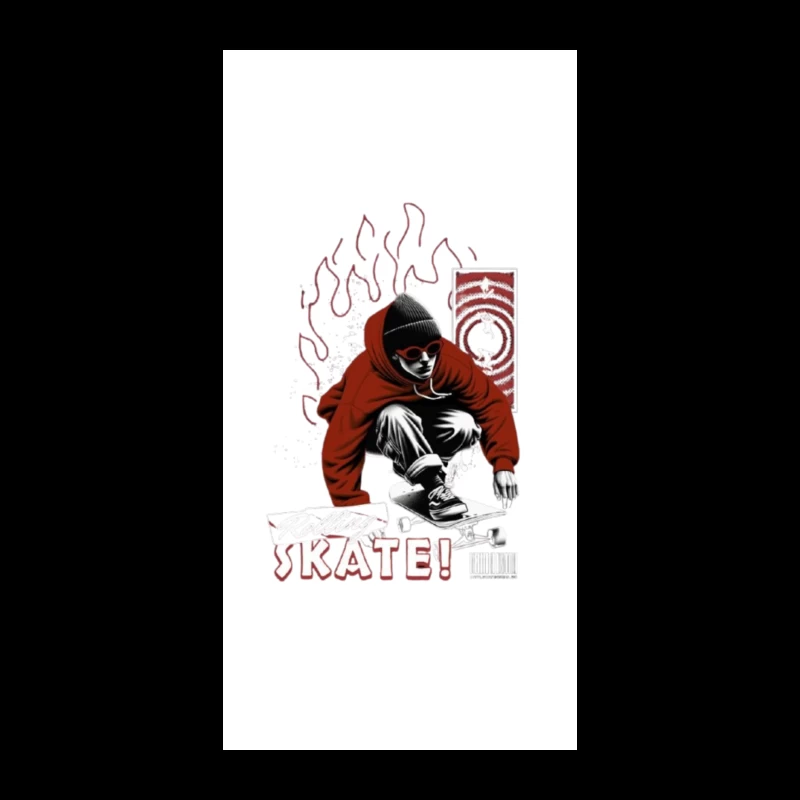 Urban Skateboarder in Red Hoodie - Street Art Style iPhone Case