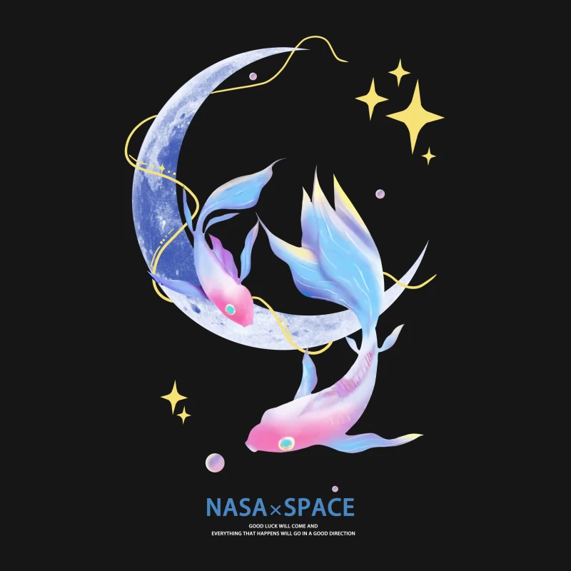 Traumhafte Fische um Mond und Sterne Herren T-Shirt