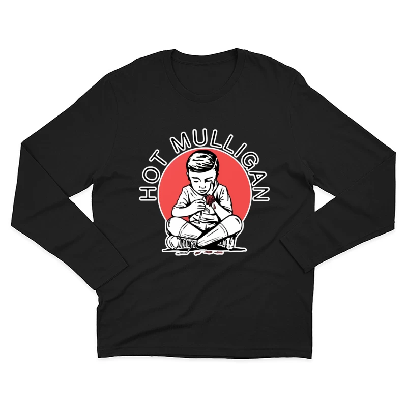 Hot Mulligan Band Logo with Retro Illustration Male Long Sleeve T-Shirt