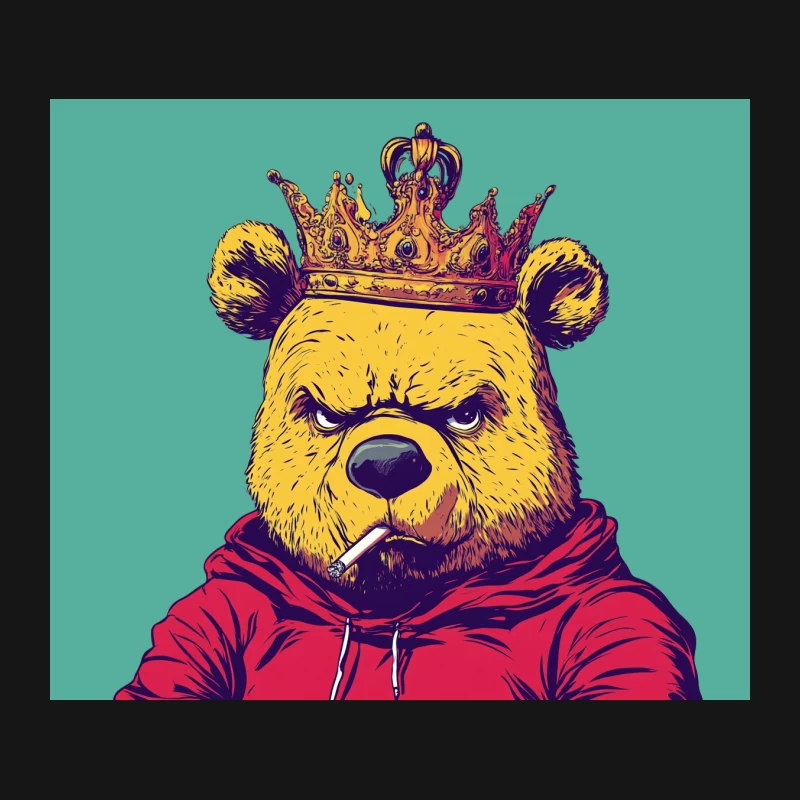 Royal Bear in Red Hoodie: Urban Street Art Style Mouse Pad
