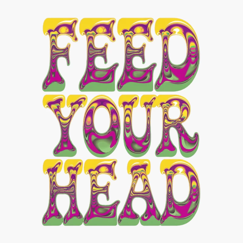 Psychedelic "Feed Your Head" Typography in 60s Style Cotton Tote Bag