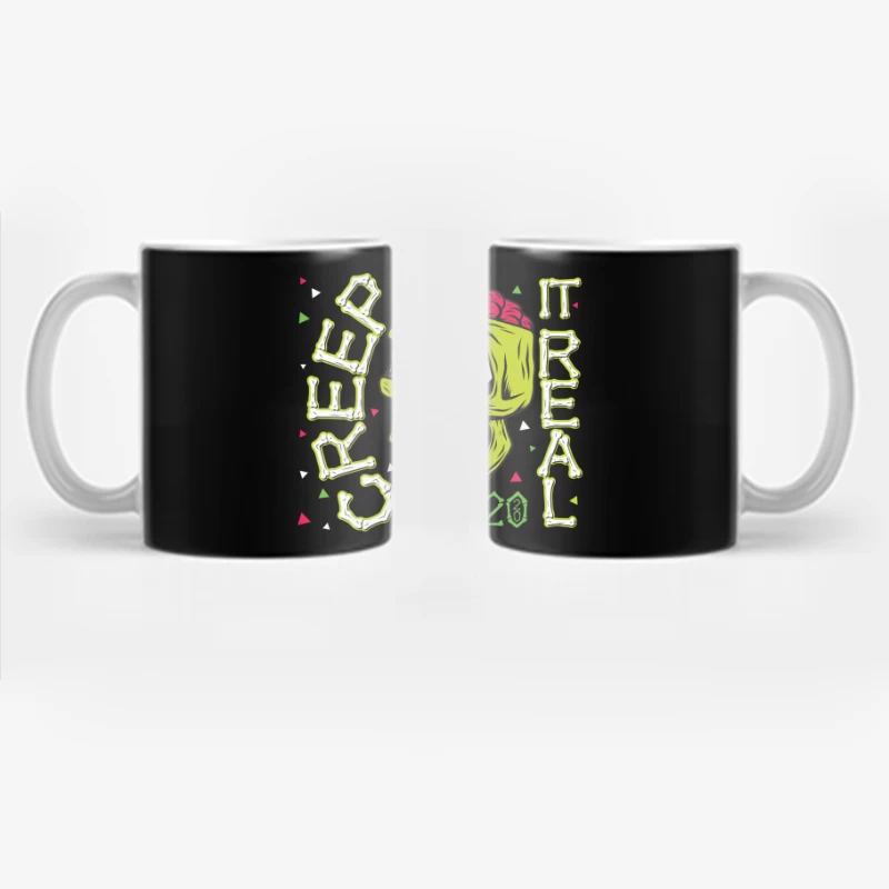 Colorful Zombie Skull Illustration Coffee Mug