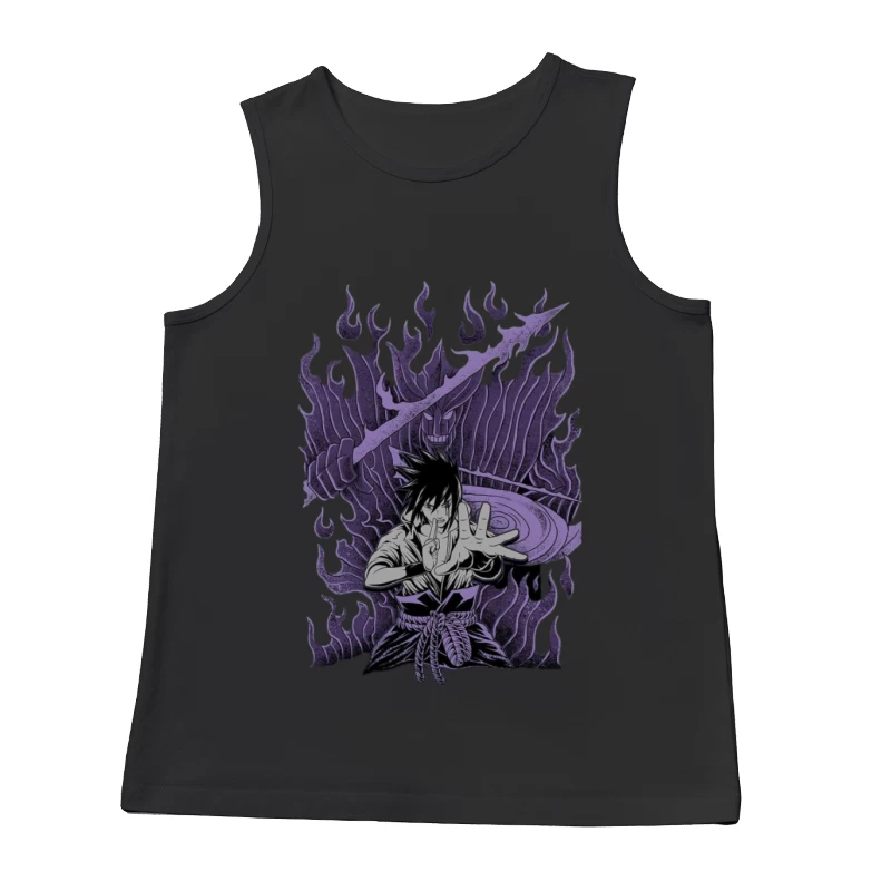 Ninja mit Susanoo und lila Flammen Herren Tanktops