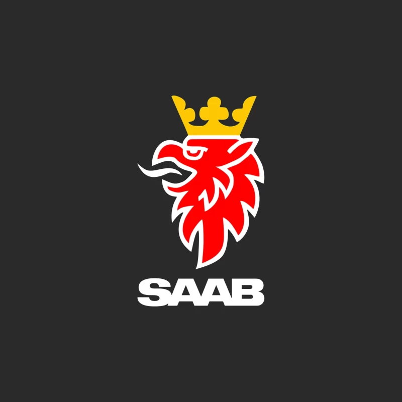 Saab Automotive Red Griffin Logo with Crown Baseball Cap