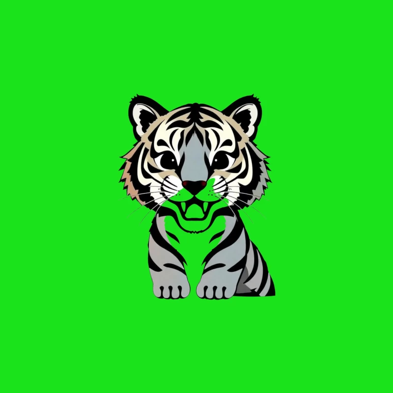 Cartoon Illustration of a Tiger Travel Mug