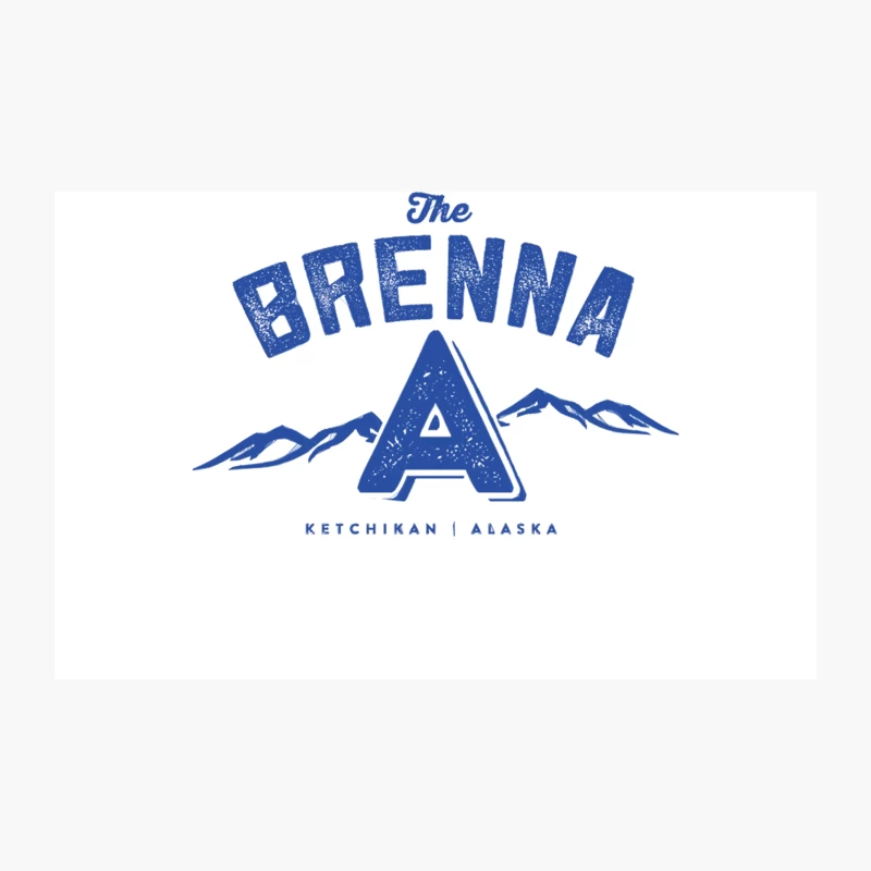 Vintage-Style Blue Logo for The Brenna in Ketchikan, Alaska Travel Mug