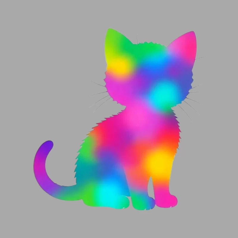 Rainbow Gradient Cat Silhouette Art Male Pullover Hoodie