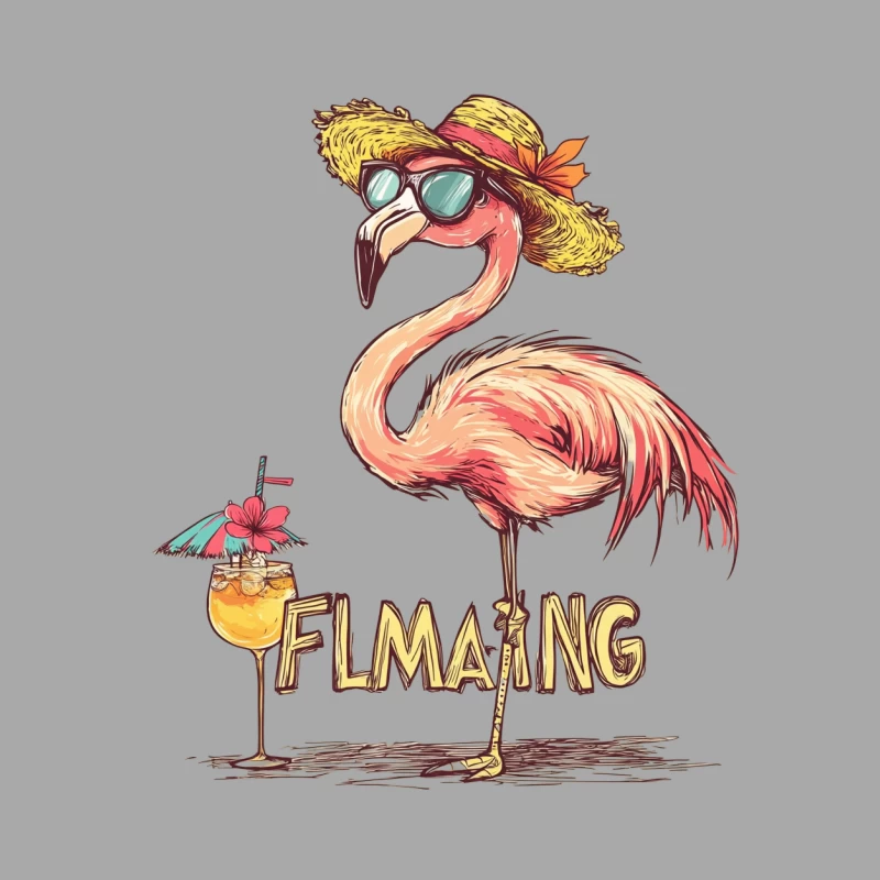 Stylish Flamingo's Tropical Cocktail Party Female Pullover Hoodie