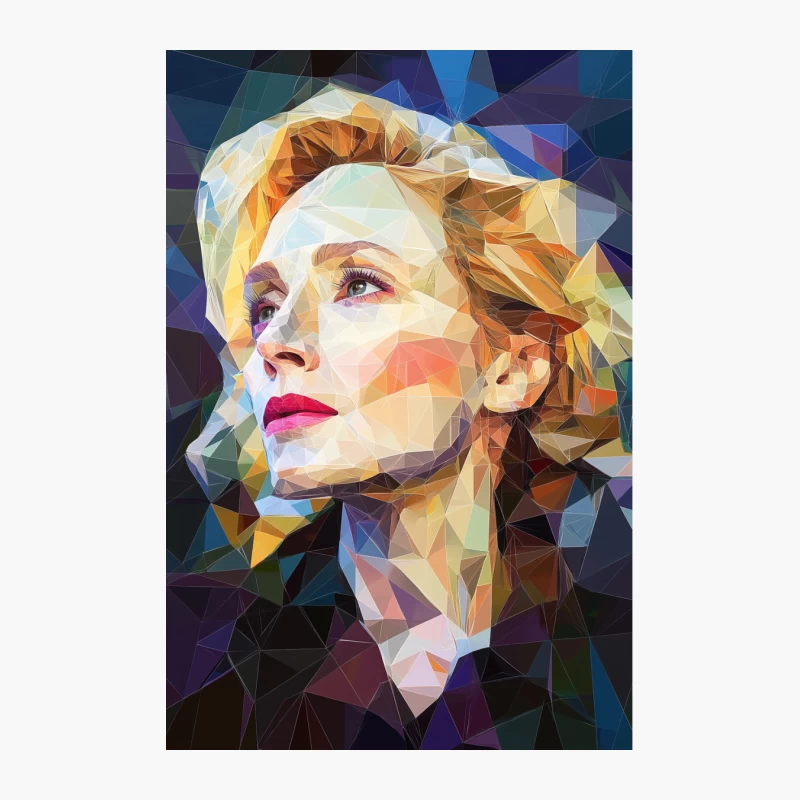Geometric Abstract Portrait of Woman in Vibrant Colors Cotton Tote Bag