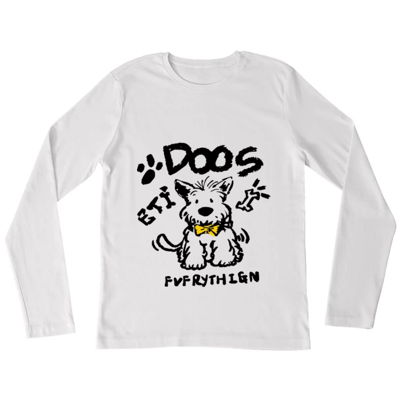 Niedlicher Hund mit Fliege Damen Langarm T-Shirt