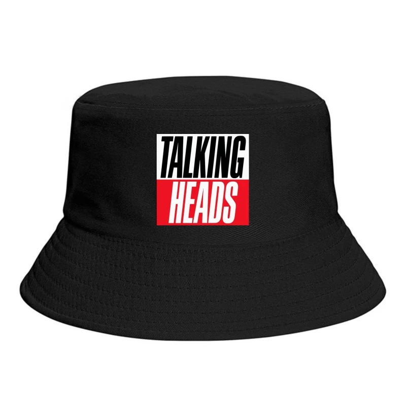 Talking Heads Classic Band Logo Design in Black and Red Typography Bucket Hat