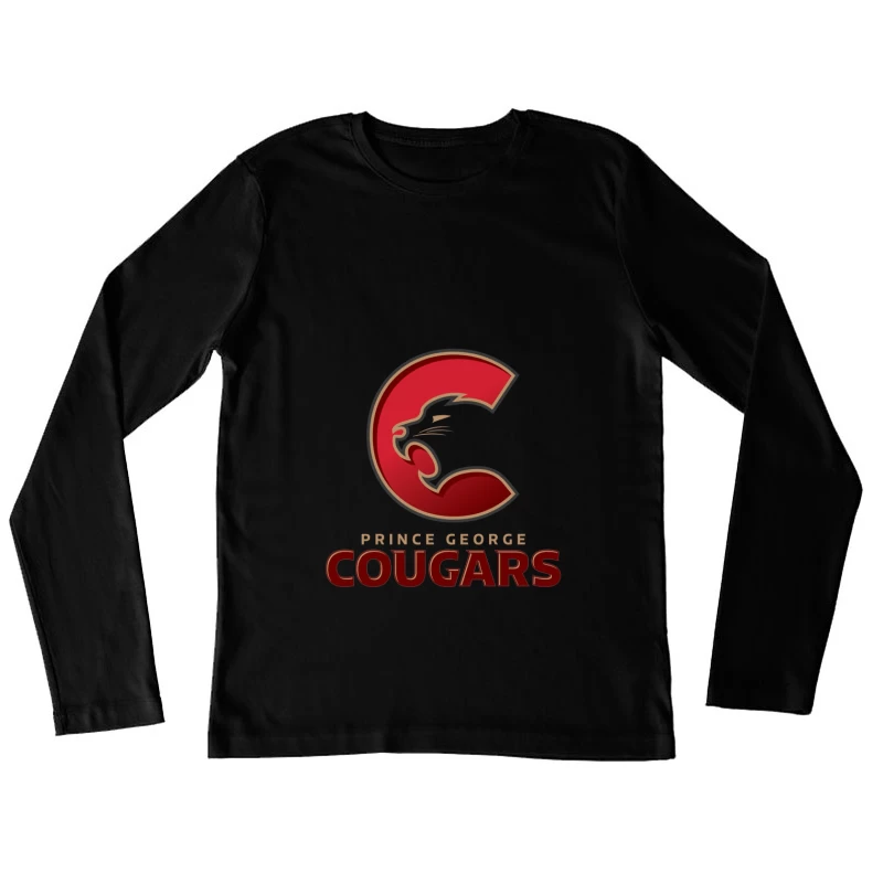 Prince George Cougars Hockey Team Logo Design Female Long Sleeve T-Shirt