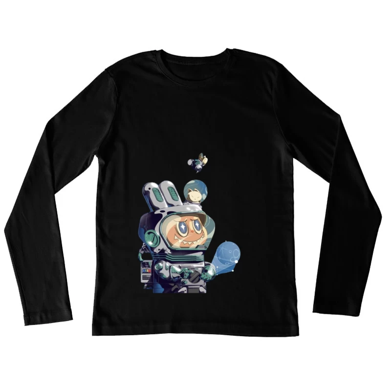 Roboter im Weltraumanzug mit Eichhörnchen Damen Langarm T-Shirt