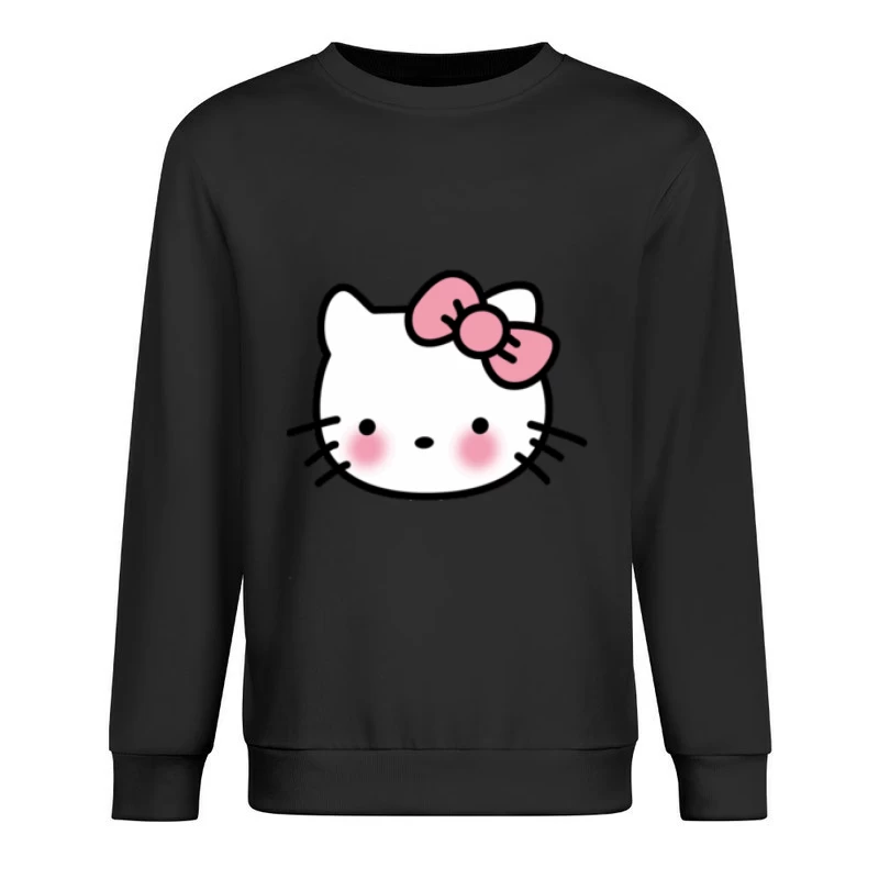 Süßes Katzen-Gesicht mit Schleife Herren Pullover Sweatshirt