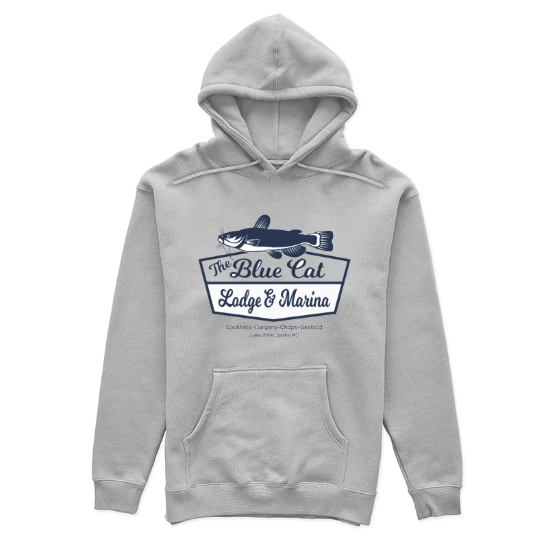 Blue Cat Lodge & Marina Restaurant Logo at Lake of the Ozarks Female Pullover Hoodie