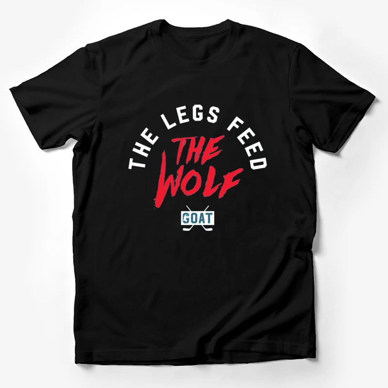 The Wolf and Goat Text Design with Minimalist Typography Male T-Shirt