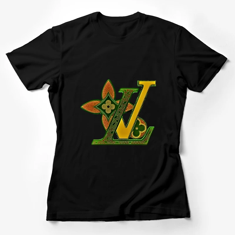 Luxus-Logo-Design in goldenen und grünen Tönen Damen T-Shirt