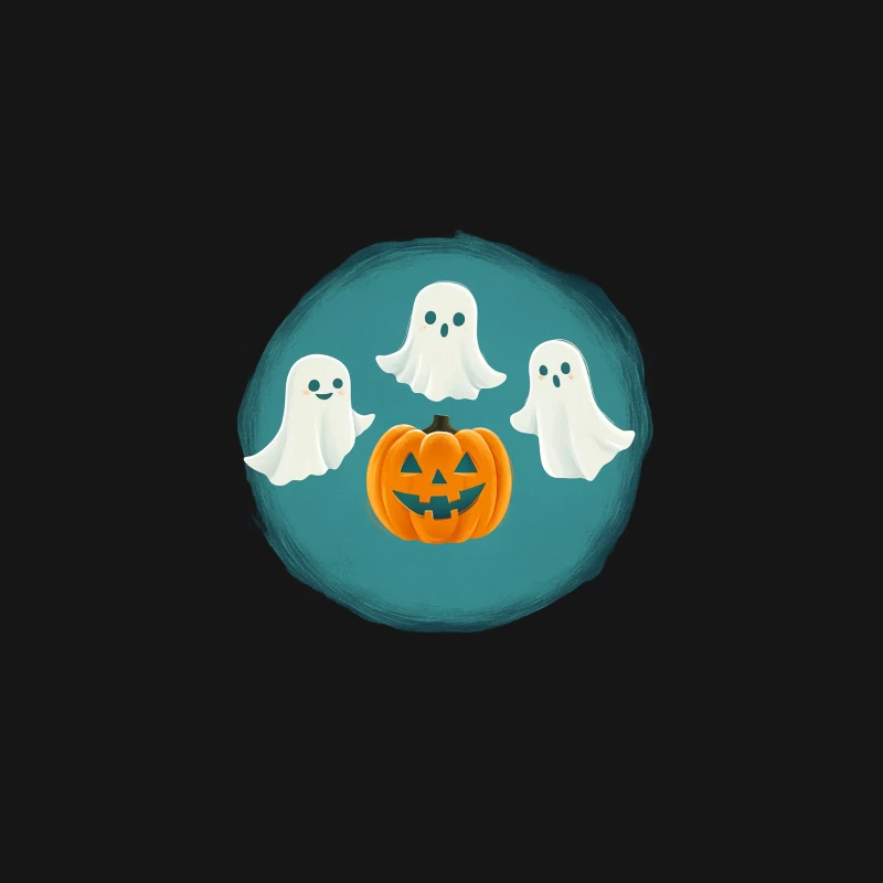 Cute Halloween Ghosts and Jack-o'-Lantern Illustration Female Long Sleeve T-Shirt