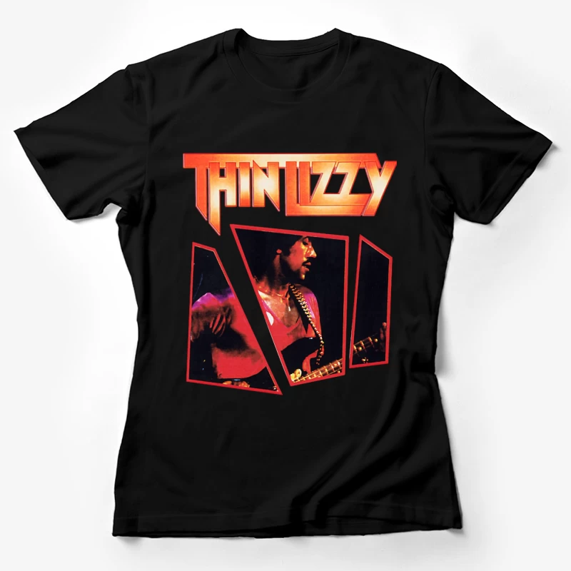 Thin Lizzy Vintage Concert Album Art with Red Typography Female T-Shirt