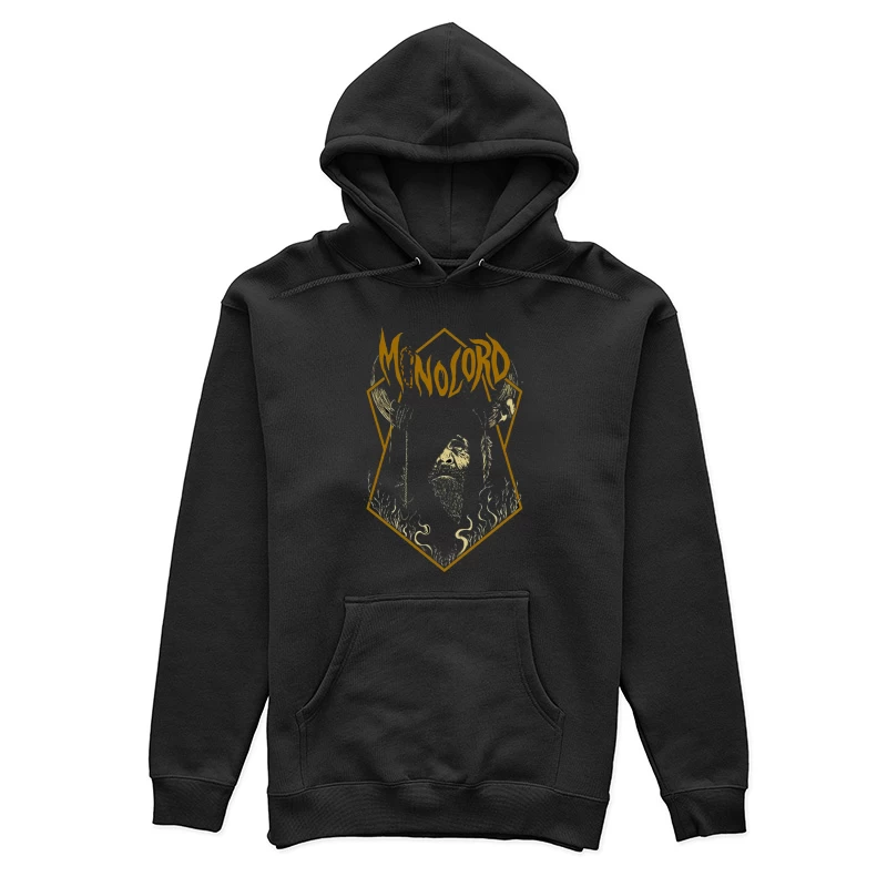 Minimalist Gold Gothic Logo with Bearded Figure Design Female Pullover Hoodie