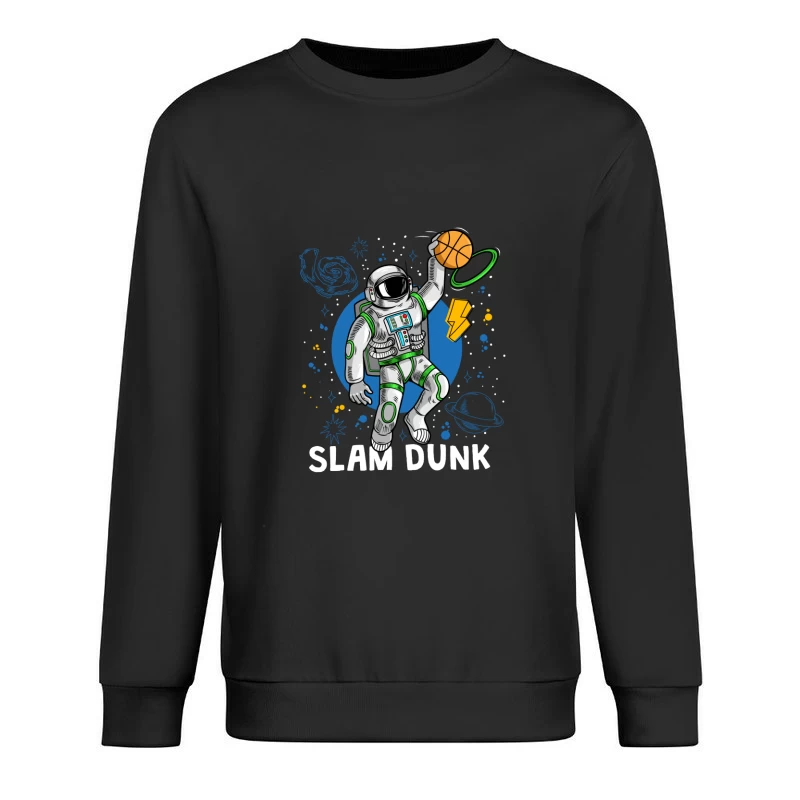 Astronaut beim Slam Dunk im Weltraum Herren Pullover Sweatshirt